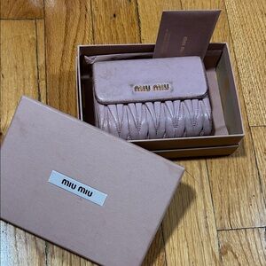 Miu Miu Pink Matelasse Quilted Leather Wallet